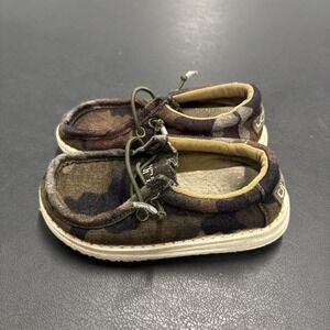 Hey‎ Dude Kids Size K7 Wally Linen Washable Slip-On Shoes Camo Unisex